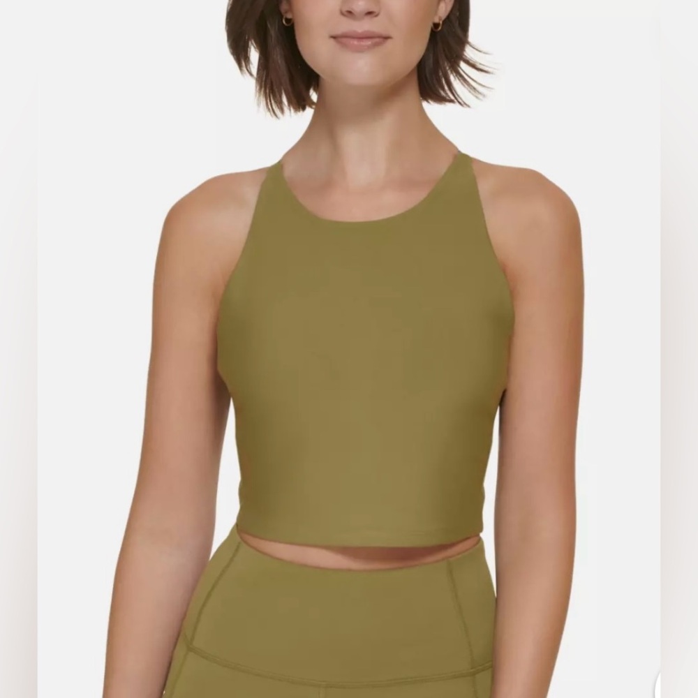 Calvin Klein sport bra light green low impact high neck